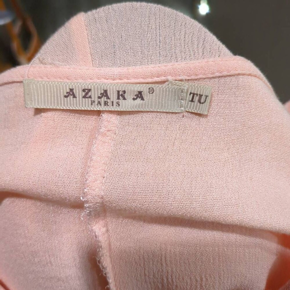 Azara Paris Womens Pink Gauze Beaded Beach Tunic Batwing Sleeve Ruffle Lagenlook - Picture 7 of 8